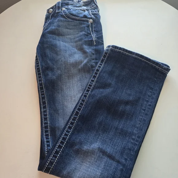 Miss Me Dark Blue Jeans with Silver Embellishments - Picture 2 of 4